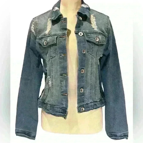 Ci Sono distressed women’s jean jacket- size medium - Picture 1 of 13